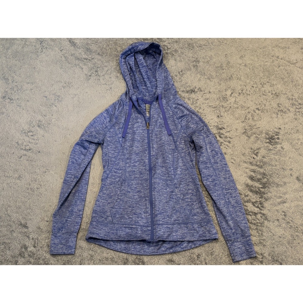 Champion Duo Dry Hooded Sweatshirt Jacket Womens XS Full Zip Blue Outdoors